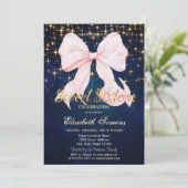 Pink Bow Sparkle Navy Blue Kaart (Staand voorkant)