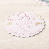 Pink Bow Spring wilde bloemen Baby in Bloom Kartonnen Onderzetters (Gekanteld)