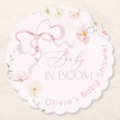 Pink Bow Spring wilde bloemen Baby in Bloom Kartonnen Onderzetters (Voorkant)