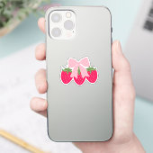 Pink Bow Strawberries Sticker (Telefoon)