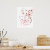 Pink Bow Strawberry Baby Shower Poster (Cuisine)