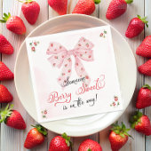 Pink Bow Strawberry Berry Sweet Baby shower Servet