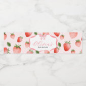 Pink Bow Strawberry Berry Sweet Baby shower Waterfles Etiket (Enkel label)