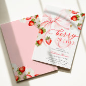 Pink Bow Strawberry Bridal Shower Invitation