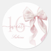 Pink Bow Sweet 16 Birthday Sticker (Voorkant)