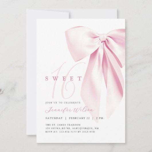 Pink Bow Sweet 16 verjaardag Kaart (Voorkant)