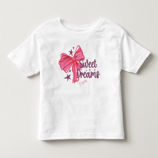 Pink Bow "Sweet Dreams" Glitter Typografie Kinder Shirts (Voorkant)