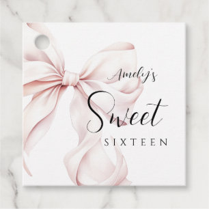 Pink Bow Sweet Sixteen Birthday Bedankjes Labels