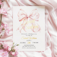 Pink Bow Sweet Sixteen Verjaardag Folie Uitnodigin