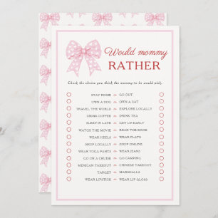 Pink Bow Sweetheart Baby Zou Mama Liever Spel Advieskaart