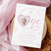 Pink Bow Sweetheart First Birthday Invitation