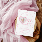 Pink Bow Sweetheart First Birthday Invitation
