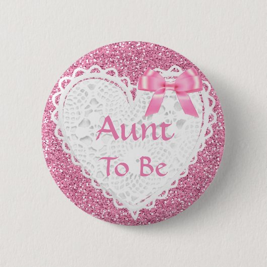 Pink Bow Tante om Baby shower Button (Voorkant)
