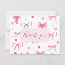 Pink Bow Thank you card Notitiekaartje