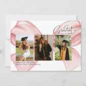 Pink Bow Three Photo Graduation 2025 Invitation (Devant)