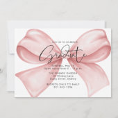 Pink Bow Three Photo Graduation 2025 Invitation (Dos)