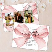 Pink Bow Three Photo Graduation 2025 Invitation