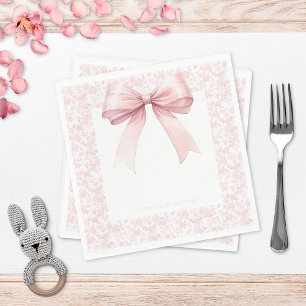 Pink Bow Toile Girl Baby shower Servet