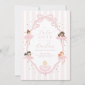 Pink Bow Tutu Cute Ballerina Birthday Invitation (Devant)