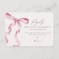 Pink Bow Tying the Knot Registry uitnodiging inser