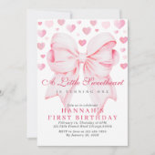 Pink Bow Valentine's First Birthday Invitation (Devant)