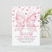 Pink Bow Valentine's First Birthday Invitation (Debout devant)