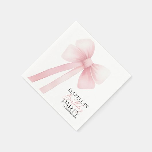 Pink Bow Verjaardag Servet (Hoek)