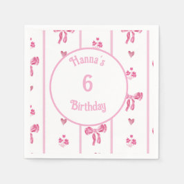 Pink Bow Vertical Stripe - preppy coquette Servet