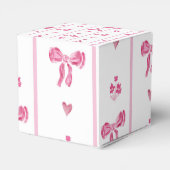 Pink Bow Vertical Stripe - preppy coquette verjaar Bedankdoosjes (Achterkant)