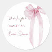 Pink Bow Vrijgezellenfeest Bedankt Ronde Sticker (Voorkant)