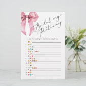 Pink Bow vrijgezellenfeest emoji pictionary spel (Staand voorkant)