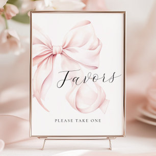 Pink Bow Vrijgezellenfeest Favors Tafelteken Poster