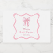 Pink Bow Vrijgezellenfeest Mini Champagne Sparkling Wijnetiket (Enkel label)