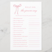 Pink Bow Wat zei de bruidegom roze bruids spel (Voorkant)