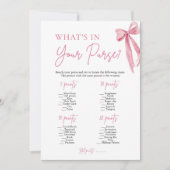 Pink Bow Wat zit er in je tas Vrijgezellenfeest sp Kaart (Voorkant)