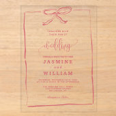 Pink Bow Wedding Acryl Uitnodigingen (Voorkant)