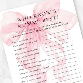 Pink Bow Who Knows Mommy Best Baby Shower card Kaart