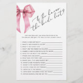 Pink Bow Wie kent de bruid beste bruids spel (Voorkant)