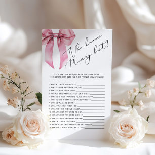 Pink Bow Wie kent mama beste baby shower spel