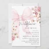 Pink Bow Wildflower Baby Shower Invitation (Devant)