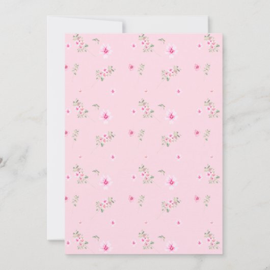 Pink Bow Wildflower Butterfly doop doop doop Kaart (Achterkant)