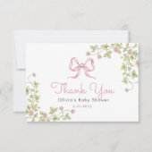 Pink Bow  wildflower Dank je kaart (Voorkant)