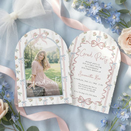 Pink Bow Wildflower Graduation Kaart