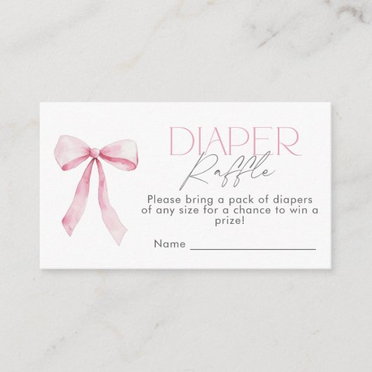 Pink Bow Wildflower Luier verloot ticket Informatiekaartje (Voorkant)