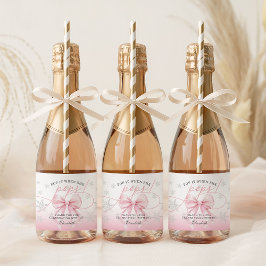 Pink Bow Winter Baby Pop It When She Pops Sparkling Wijnetiket