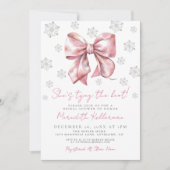 Pink Bow Winter Bridal Shower Invitation (Devant)