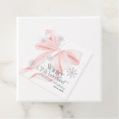 Pink Bow Winter Onederland 1st Birthday Bedankjes Labels (In situ)