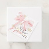 Pink Bow Winter Onederland 1st Birthday Bedankjes Labels (In situ)