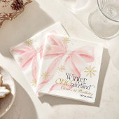 Pink Bow Winter Onederland 1st Birthday Servet