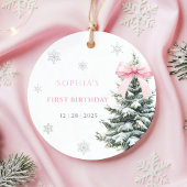 Pink Bow Winter Onederland First Birthday Bedankjes Labels